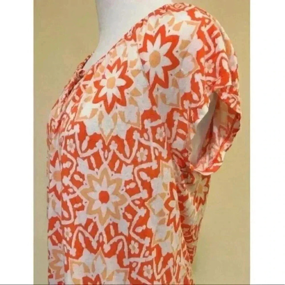 Old navy top size medium orange white floral tie - Picture 7 of 9